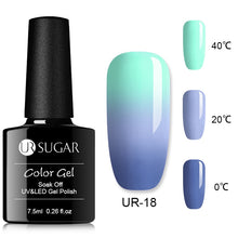 Load image into Gallery viewer, UR SUGAR Rainbow Thermal Color Changing Gel Nail Polish Holographic Glitter Temperature Soak Off UV Gel Varnish 7.5ml Nail Art