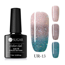 Load image into Gallery viewer, UR SUGAR Rainbow Thermal Color Changing Gel Nail Polish Holographic Glitter Temperature Soak Off UV Gel Varnish 7.5ml Nail Art