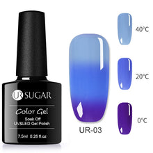 Load image into Gallery viewer, UR SUGAR Rainbow Thermal Color Changing Gel Nail Polish Holographic Glitter Temperature Soak Off UV Gel Varnish 7.5ml Nail Art