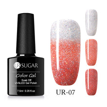 Load image into Gallery viewer, UR SUGAR Rainbow Thermal Color Changing Gel Nail Polish Holographic Glitter Temperature Soak Off UV Gel Varnish 7.5ml Nail Art