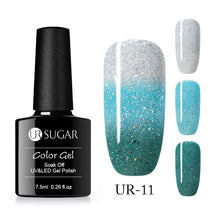 Load image into Gallery viewer, UR SUGAR Rainbow Thermal Color Changing Gel Nail Polish Holographic Glitter Temperature Soak Off UV Gel Varnish 7.5ml Nail Art