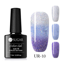 Load image into Gallery viewer, UR SUGAR Rainbow Thermal Color Changing Gel Nail Polish Holographic Glitter Temperature Soak Off UV Gel Varnish 7.5ml Nail Art