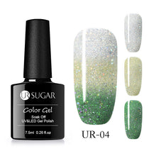 Load image into Gallery viewer, UR SUGAR Rainbow Thermal Color Changing Gel Nail Polish Holographic Glitter Temperature Soak Off UV Gel Varnish 7.5ml Nail Art