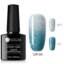Load image into Gallery viewer, UR SUGAR Rainbow Thermal Color Changing Gel Nail Polish Holographic Glitter Temperature Soak Off UV Gel Varnish 7.5ml Nail Art