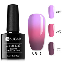 Load image into Gallery viewer, UR SUGAR Rainbow Thermal Color Changing Gel Nail Polish Holographic Glitter Temperature Soak Off UV Gel Varnish 7.5ml Nail Art