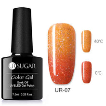 Load image into Gallery viewer, UR SUGAR Rainbow Thermal Color Changing Gel Nail Polish Holographic Glitter Temperature Soak Off UV Gel Varnish 7.5ml Nail Art