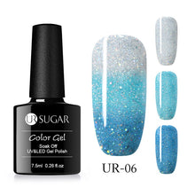 Load image into Gallery viewer, UR SUGAR Rainbow Thermal Color Changing Gel Nail Polish Holographic Glitter Temperature Soak Off UV Gel Varnish 7.5ml Nail Art