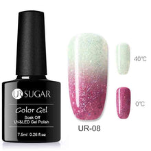 Load image into Gallery viewer, UR SUGAR Rainbow Thermal Color Changing Gel Nail Polish Holographic Glitter Temperature Soak Off UV Gel Varnish 7.5ml Nail Art