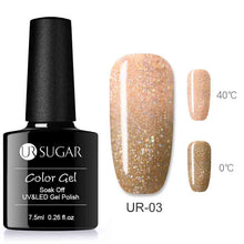 Load image into Gallery viewer, UR SUGAR Rainbow Thermal Color Changing Gel Nail Polish Holographic Glitter Temperature Soak Off UV Gel Varnish 7.5ml Nail Art