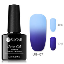 Load image into Gallery viewer, UR SUGAR Rainbow Thermal Color Changing Gel Nail Polish Holographic Glitter Temperature Soak Off UV Gel Varnish 7.5ml Nail Art