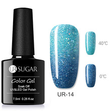 Load image into Gallery viewer, UR SUGAR Rainbow Thermal Color Changing Gel Nail Polish Holographic Glitter Temperature Soak Off UV Gel Varnish 7.5ml Nail Art