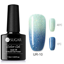 Load image into Gallery viewer, UR SUGAR Rainbow Thermal Color Changing Gel Nail Polish Holographic Glitter Temperature Soak Off UV Gel Varnish 7.5ml Nail Art