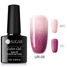 Load image into Gallery viewer, UR SUGAR Rainbow Thermal Color Changing Gel Nail Polish Holographic Glitter Temperature Soak Off UV Gel Varnish 7.5ml Nail Art
