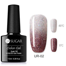 Load image into Gallery viewer, UR SUGAR Rainbow Thermal Color Changing Gel Nail Polish Holographic Glitter Temperature Soak Off UV Gel Varnish 7.5ml Nail Art