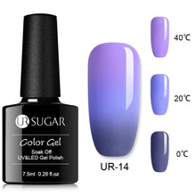 Load image into Gallery viewer, UR SUGAR Rainbow Thermal Color Changing Gel Nail Polish Holographic Glitter Temperature Soak Off UV Gel Varnish 7.5ml Nail Art