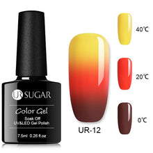 Load image into Gallery viewer, UR SUGAR Rainbow Thermal Color Changing Gel Nail Polish Holographic Glitter Temperature Soak Off UV Gel Varnish 7.5ml Nail Art