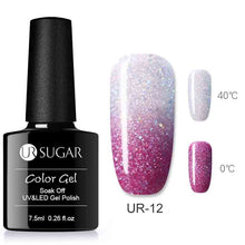 Load image into Gallery viewer, UR SUGAR Rainbow Thermal Color Changing Gel Nail Polish Holographic Glitter Temperature Soak Off UV Gel Varnish 7.5ml Nail Art