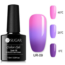 Load image into Gallery viewer, UR SUGAR Rainbow Thermal Color Changing Gel Nail Polish Holographic Glitter Temperature Soak Off UV Gel Varnish 7.5ml Nail Art