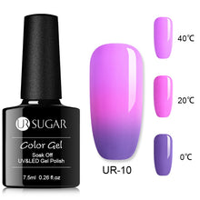 Load image into Gallery viewer, UR SUGAR Rainbow Thermal Color Changing Gel Nail Polish Holographic Glitter Temperature Soak Off UV Gel Varnish 7.5ml Nail Art