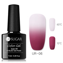 Load image into Gallery viewer, UR SUGAR Rainbow Thermal Color Changing Gel Nail Polish Holographic Glitter Temperature Soak Off UV Gel Varnish 7.5ml Nail Art