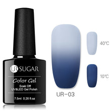 Load image into Gallery viewer, UR SUGAR Rainbow Thermal Color Changing Gel Nail Polish Holographic Glitter Temperature Soak Off UV Gel Varnish 7.5ml Nail Art