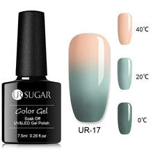 Load image into Gallery viewer, UR SUGAR Rainbow Thermal Color Changing Gel Nail Polish Holographic Glitter Temperature Soak Off UV Gel Varnish 7.5ml Nail Art