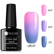 Load image into Gallery viewer, UR SUGAR Rainbow Thermal Color Changing Gel Nail Polish Holographic Glitter Temperature Soak Off UV Gel Varnish 7.5ml Nail Art