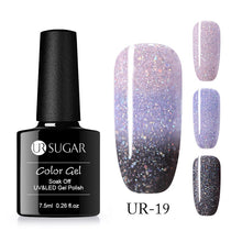 Load image into Gallery viewer, UR SUGAR Rainbow Thermal Color Changing Gel Nail Polish Holographic Glitter Temperature Soak Off UV Gel Varnish 7.5ml Nail Art
