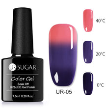 Load image into Gallery viewer, UR SUGAR Rainbow Thermal Color Changing Gel Nail Polish Holographic Glitter Temperature Soak Off UV Gel Varnish 7.5ml Nail Art