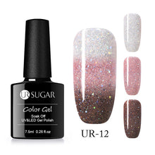 Load image into Gallery viewer, UR SUGAR Rainbow Thermal Color Changing Gel Nail Polish Holographic Glitter Temperature Soak Off UV Gel Varnish 7.5ml Nail Art