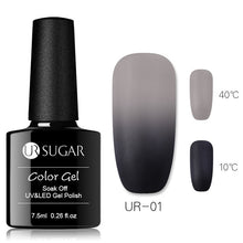 Load image into Gallery viewer, UR SUGAR Rainbow Thermal Color Changing Gel Nail Polish Holographic Glitter Temperature Soak Off UV Gel Varnish 7.5ml Nail Art