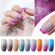 Load image into Gallery viewer, UR SUGAR Rainbow Thermal Color Changing Gel Nail Polish Holographic Glitter Temperature Soak Off UV Gel Varnish 7.5ml Nail Art