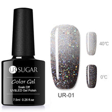 Load image into Gallery viewer, UR SUGAR Rainbow Thermal Color Changing Gel Nail Polish Holographic Glitter Temperature Soak Off UV Gel Varnish 7.5ml Nail Art