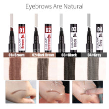 Load image into Gallery viewer, LULAA Waterproof Natural Eyebrow Pen Four-claw Eye Brow Tint Makeup Four Colors Eyebrow Pencil Brown Black Grey Brush Cosmetics