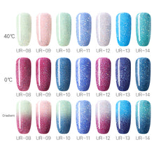 Load image into Gallery viewer, UR SUGAR Rainbow Thermal Color Changing Gel Nail Polish Holographic Glitter Temperature Soak Off UV Gel Varnish 7.5ml Nail Art