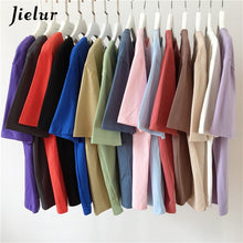 Load image into Gallery viewer, Jielur Tee Shirt 15 Solid Color Basic T Shirt Women Casual O-neck Harajuku Summer Top Korean Hipster White Tshirt S-XL Dropship