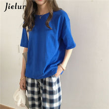 Load image into Gallery viewer, Jielur Tee Shirt 15 Solid Color Basic T Shirt Women Casual O-neck Harajuku Summer Top Korean Hipster White Tshirt S-XL Dropship