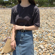 Load image into Gallery viewer, Jielur Tee Shirt 15 Solid Color Basic T Shirt Women Casual O-neck Harajuku Summer Top Korean Hipster White Tshirt S-XL Dropship
