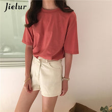 Load image into Gallery viewer, Jielur Tee Shirt 15 Solid Color Basic T Shirt Women Casual O-neck Harajuku Summer Top Korean Hipster White Tshirt S-XL Dropship