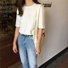 Load image into Gallery viewer, Jielur Tee Shirt 15 Solid Color Basic T Shirt Women Casual O-neck Harajuku Summer Top Korean Hipster White Tshirt S-XL Dropship