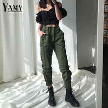 Load image into Gallery viewer, High waist pants camouflage loose joggers women army harem camo pants streetwear punk black cargo pants women capris trousers