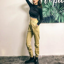 Load image into Gallery viewer, High waist pants camouflage loose joggers women army harem camo pants streetwear punk black cargo pants women capris trousers