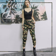 Load image into Gallery viewer, High waist pants camouflage loose joggers women army harem camo pants streetwear punk black cargo pants women capris trousers