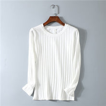 Load image into Gallery viewer, Striped Elastic T Shirt Women 2019 Spring Top Casual O Neck Long Sleeve Shirt Cotton T-Shirts Tops Knitted Blusas Plus Size D108