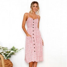 Load image into Gallery viewer, Sexy V Neck Backless Floral Summer Beach sundress dress Women 2019 White Boho Striped Button Sunflower Daisy Party Midi Dresses