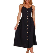 Load image into Gallery viewer, Sexy V Neck Backless Floral Summer Beach sundress dress Women 2019 White Boho Striped Button Sunflower Daisy Party Midi Dresses