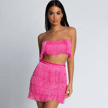 Load image into Gallery viewer, Tobinoone 2018 New Women Summer Tassel Dress Elegant Club Party Dress Sexy Off Shoulder Tassel Embellished Mini Fringe Dress