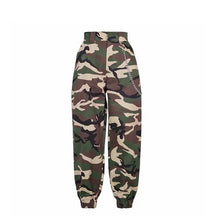 Load image into Gallery viewer, Spring 2019 fashion woman camo pants women cargo high waist pants loose trousers joggers women camouflage sweatpants streetwear