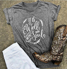Load image into Gallery viewer, It is well with my soul T-Shirt Stylish Belief Coll Top Fashion Clothing Summer Christian Slogan Gift Harajuku Yellow Tee