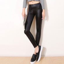 Load image into Gallery viewer, S-3XL New Autumn 2019 Fashion Faux Leather Sexy Thin Black Leggings Calzas Mujer Leggins Leggings Stretchy Plus Size 4XL 5XL